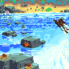 Boat and Island icon/pixelart