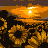 Golden sunset icon/pixelart