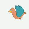 Surfing bird icon/pixelart