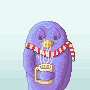 Bird with a coffee. icon/pixelart
