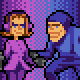 Boys VS Girls: snowball battle icon/pixelart
