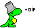 Little green dragon with a bucket on his head icon/pixelart