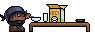 A circle guy eating cereal (like a monster) icon/pixelart