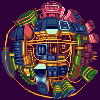 Cyberpunk Globe icon/pixelart