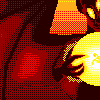 Demon with a fairy egg. icon/pixelart