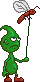 Green guy with a fly icon/pixelart
