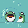 Frog playing with a bubble! icon/pixelart