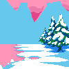 An Ocean of Pink In a Frozen Landscape icon/pixelart