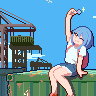 girl looking lolipop icon/pixelart