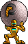 Gold Robot Holds Fat-ass Bomb. icon/pixelart