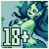 Green Mermaid Pin Up icon/pixelart
