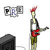 Rock-group rehearsing icon/pixelart
