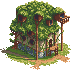 Isometric fantasy overgrown / tree house icon/pixelart