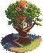 Isometric fantasy treehouse icon/pixelart