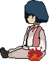 Boy with a fire heart. icon/pixelart