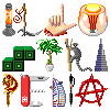 100 random things that spell Illustrapedia icon/pixelart