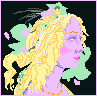 Portrait of a purple woman icon/pixelart