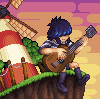 Noodle Chilling in her Floating Island (Gorillaz) icon/pixelart
