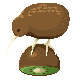 Kiwi stands on kiwi icon/pixelart