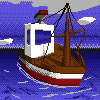 Fisherman Boat icon/pixelart