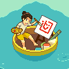 Art on the boat icon/pixelart