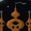 Fantasy city at night icon/pixelart