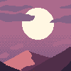 Parallax Mountain at Dusk icon/pixelart