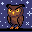 Owl in the night icon/pixelart