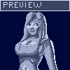 Smiling redhead Asian taking a studio photo icon/pixelart
