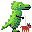 Dino with a pet icon/pixelart