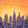 Sunset city icon/pixelart