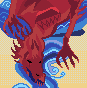 a big crimson lizard icon/pixelart