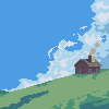 In a remote place. icon/pixelart