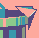 waist-up portrait of a wizecracking robot pirate icon/pixelart