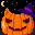 Spooky pumpkin with cat ears icon/pixelart