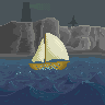 Stormy Sailboat icon/pixelart