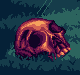 Skull on grass icon/pixelart