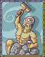 Rocks and the golden statue icon/pixelart