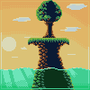 Tree on a rock icon/pixelart