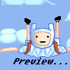Finn jumping with a parachute. icon/pixelart