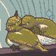 A pair of Warbling White-eye birds icon/pixelart