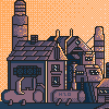 Industrial sunset icon/pixelart