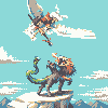 Bellerophon vs Chimera icon/pixelart