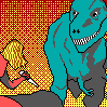 Caveman Vs T-Rex icon/pixelart