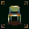 The green extra chair in my office posed against the wall where I sometimes use it as a yoga prop icon/pixelart