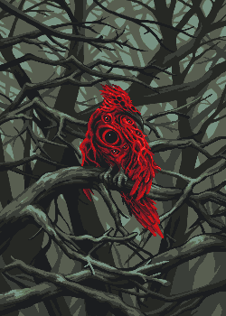 Bird of red/pixelart