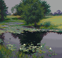 Study of "Pond Lilies" by Willard Metcalf/pixelart