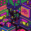 Glow in the dark beach icon/pixelart