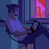 Retrowave Music Producer - Animated Wallpaper icon/pixelart