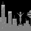 Futuristic Cityscape icon/pixelart